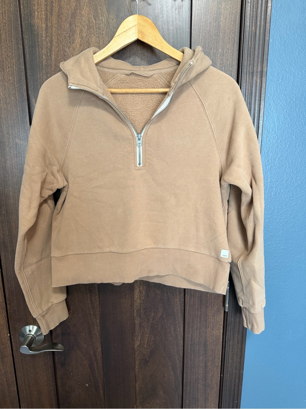 Women's Vuori Taupe Half-Zip Hooded Sweatshirt - S - Picture 2 of 5